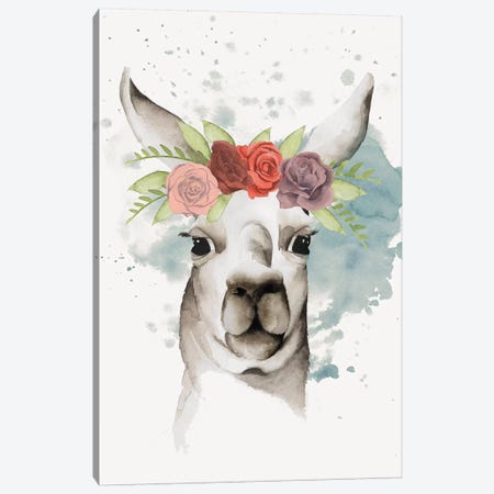 Llama Flora II Canvas Print #POP234} by Grace Popp Canvas Artwork
