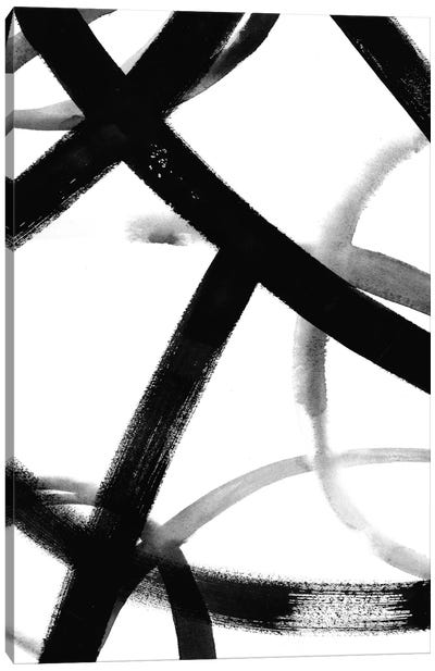 Monochrome Ripple II Canvas Art Print - Black & White Abstract Art