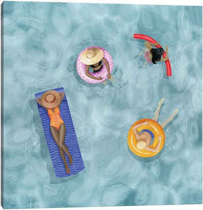 Poolside I Canvas Art Print - Women's Swimsuit & Bikini Art