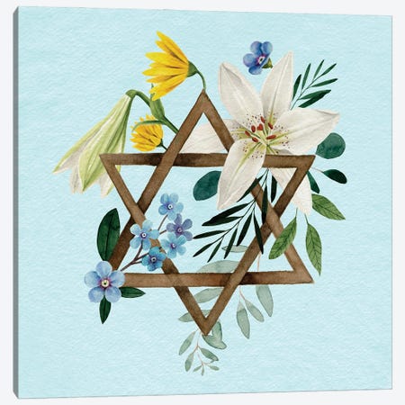 Floral Hanukkah I Canvas Print #POP2573} by Grace Popp Canvas Print