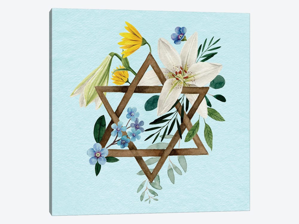 Floral Hanukkah I by Grace Popp 1-piece Canvas Art Print