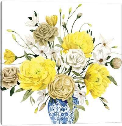 Yellow And Ultramarine Bouquet III Canvas Art Print - Grace Popp