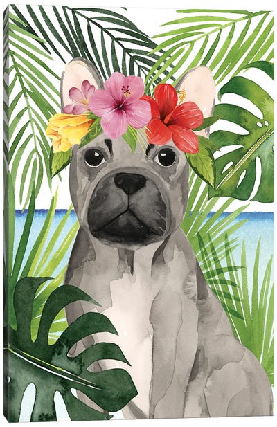Coastal Canines I Canvas Art Print - French Bulldog Art