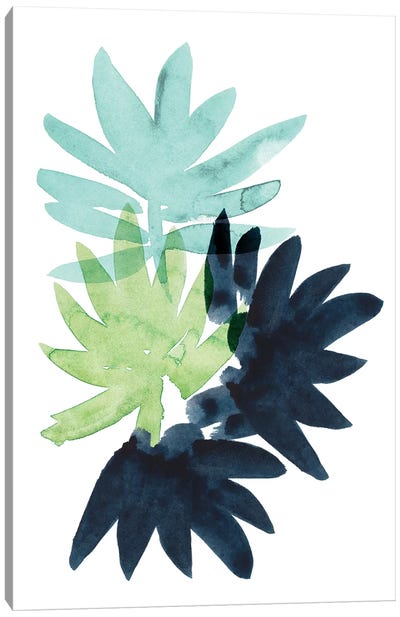 Untethered Palm II Canvas Art Print - Blue & Green Art