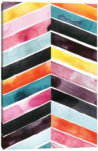 Vivid Watercolor Chevron I Canvas Art Print - Chevron Patterns