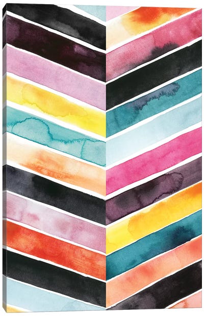 Vivid Watercolor Chevron II Canvas Art Print - Chevron Patterns