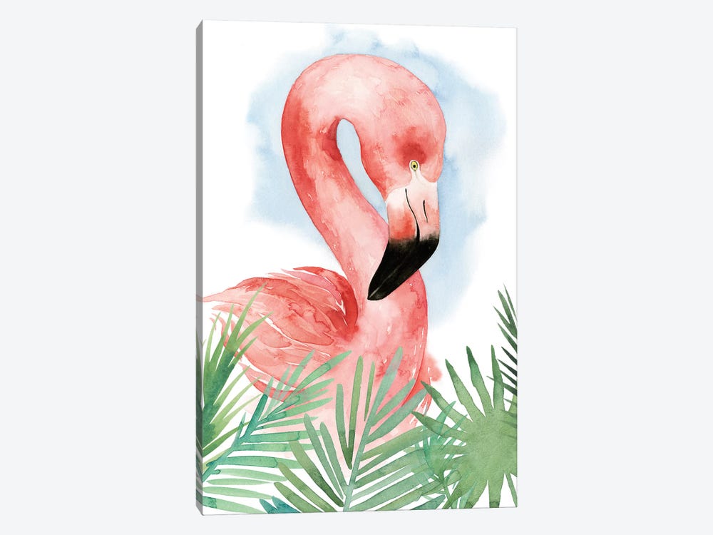 Watercolor Flamingo Composition I 1-piece Canvas Print
