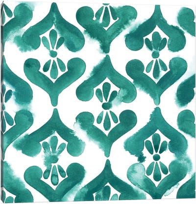 Aquamarine Motif II Canvas Art Print - Ikat Patterns
