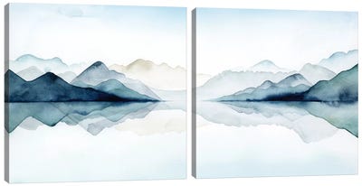 Glacial Diptych Canvas Art Print - Minimalist Rooms