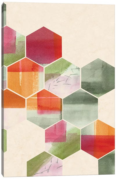 Color Pop Honeycomb I Canvas Art Print - Geometric Patterns