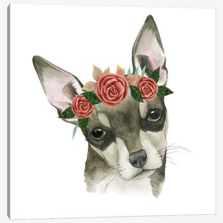 Flower Crown Pup III Canvas Print #POP332} by Grace Popp Canvas Art