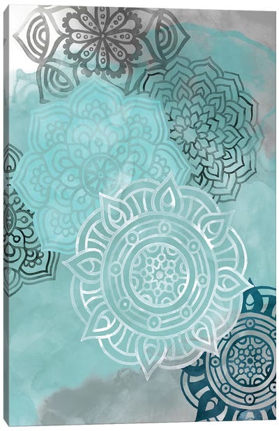 Ink Blot Mandala II Canvas Art Print - Turquoise Art