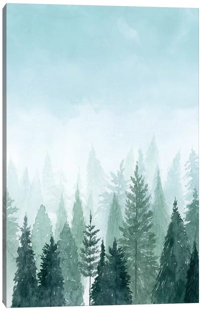 Into the Trees II Canvas Art Print - Evergreen Tree Art