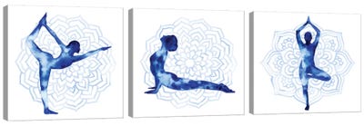 Yoga Flow Triptych Canvas Art Print - Fitness Art