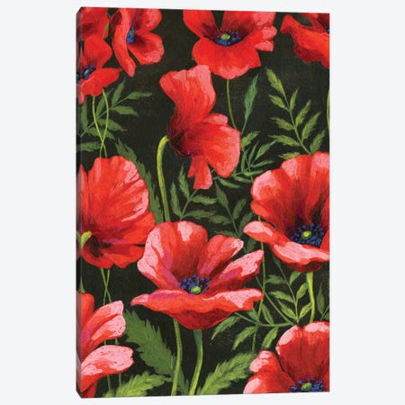 Poppies At Midnight II Canvas Print #POP436} by Grace Popp Canvas Wall Art