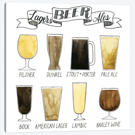 Beer Info Graphic Canvas Print #POP461} by Grace Popp Canvas Art