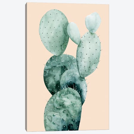 Cactus on Coral I Canvas Print #POP482} by Grace Popp Canvas Wall Art