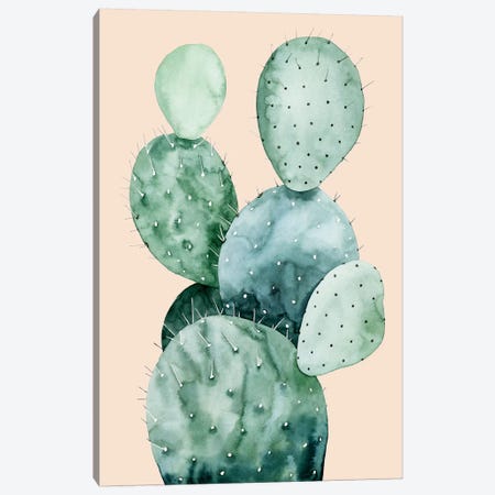 Cactus on Coral II Canvas Print #POP483} by Grace Popp Canvas Wall Art