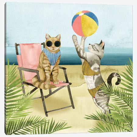 Coastal Kitties I Canvas Print #POP488} by Grace Popp Canvas Art