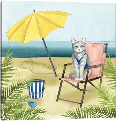 Coastal Kitties II Canvas Art Print - Tabby Cat Art