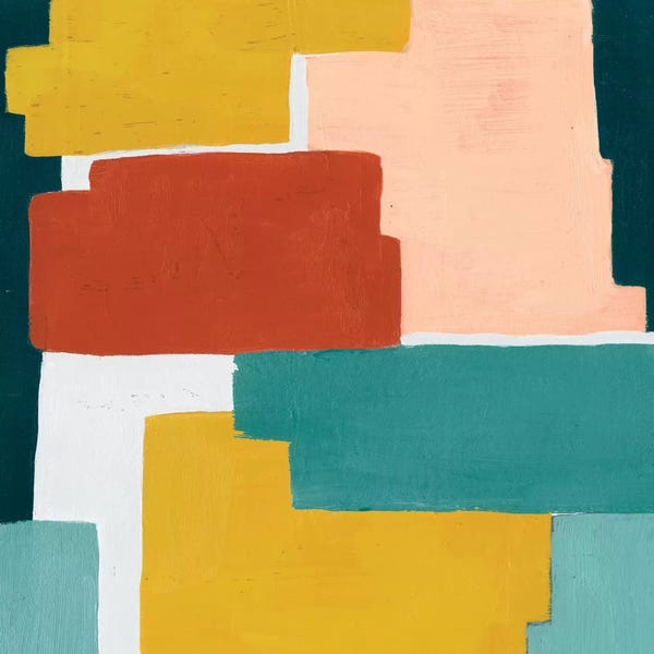 Mid-Century Modern Living Room: Block Abstract I by Grace Popp