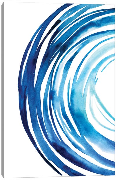 Blue Vortex I Canvas Art Print - Blue & White Art