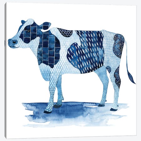 Cobalt Farm Animals I Canvas Print #POP626} by Grace Popp Canvas Art Print