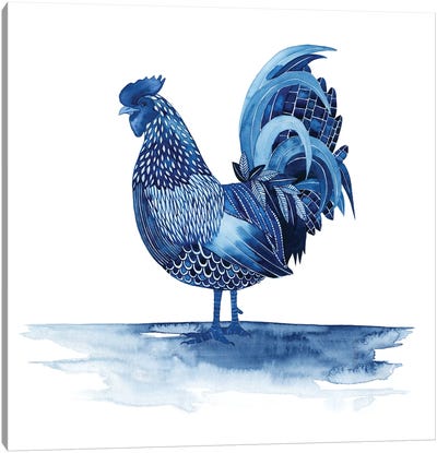Cobalt Farm Animals IV Canvas Art Print - Fresh Take on a Classic