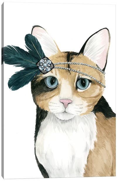 Downton Cat II Canvas Art Print - Calico Cat Art