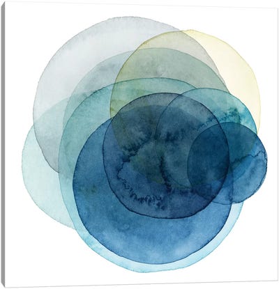 Evolving Planets I Canvas Art Print - Blue Abstract Art