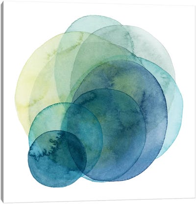 Evolving Planets IV Canvas Art Print - Teal Abstract Art
