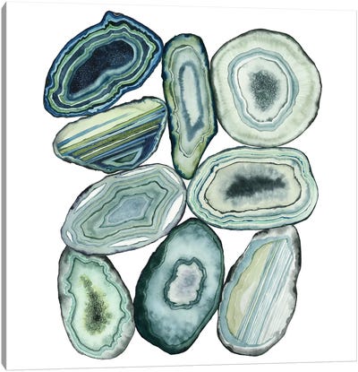 Stacked Agate II Canvas Art Print - Green with Envy