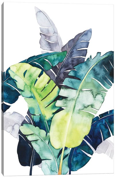 Twilight Palms II Canvas Art Print - Blue & Green Art