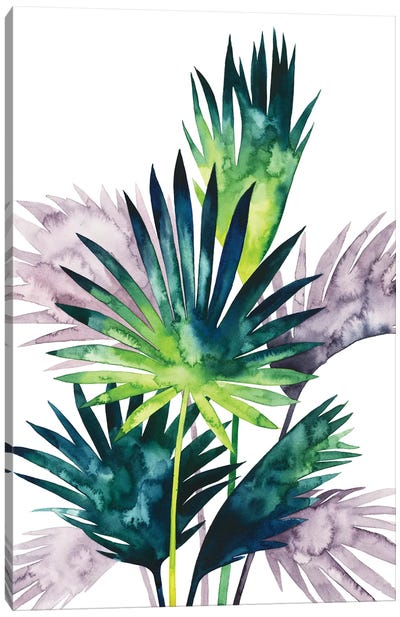 Twilight Palms III Canvas Art Print - Pantone 2020 Classic Blue