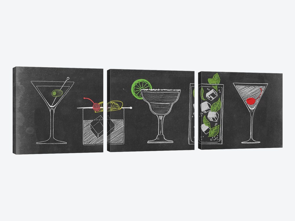 Chalkboard Cocktails Collection VII by Grace Popp 3-piece Canvas Print