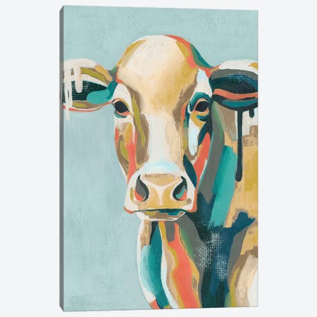 Colorful Cows I Canvas Print #POP747} by Grace Popp Canvas Wall Art