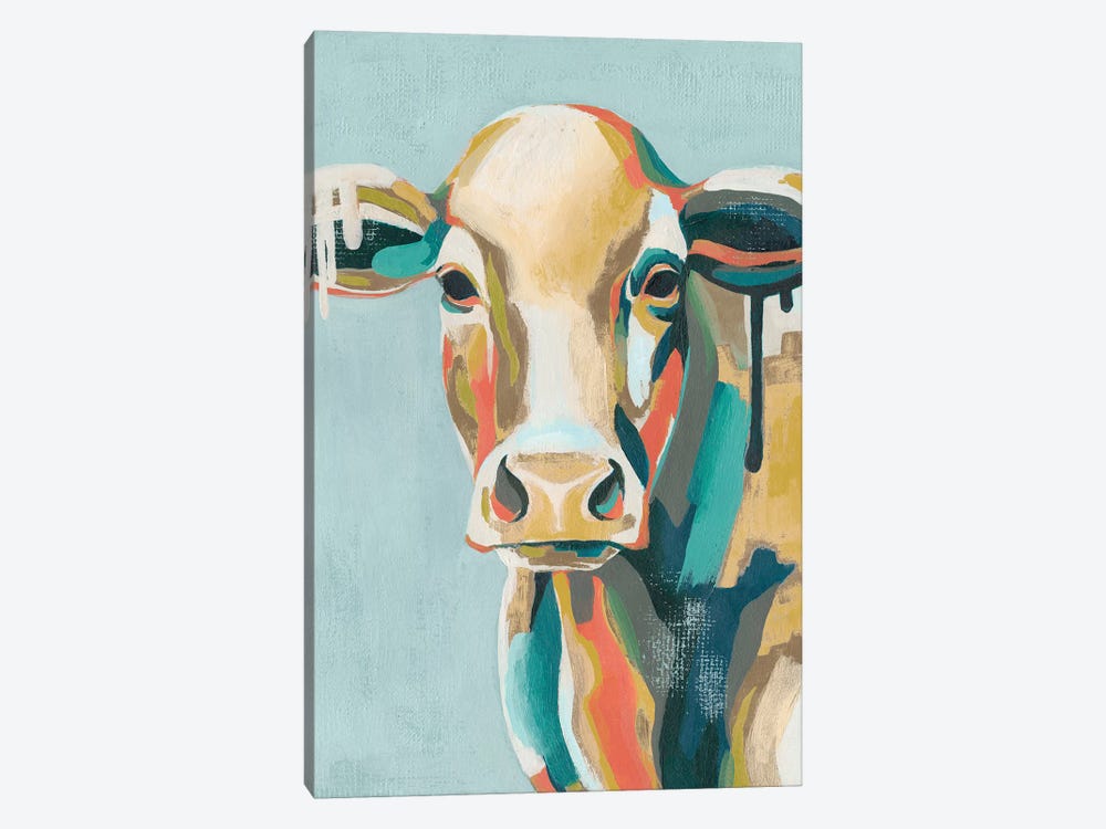 Colorful Cows I by Grace Popp 1-piece Canvas Wall Art