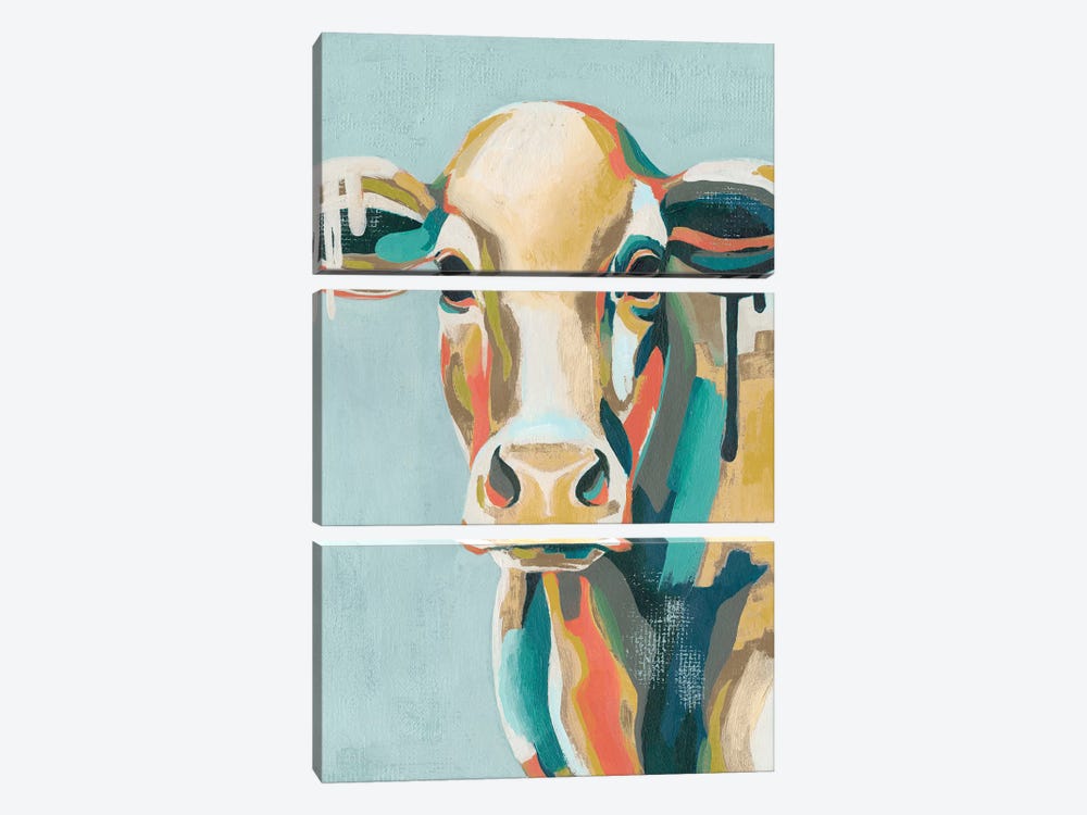 Colorful Cows I by Grace Popp 3-piece Canvas Wall Art