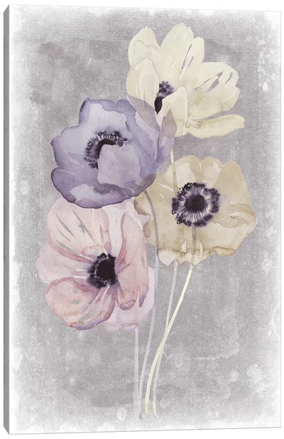 Floral Waltz I Canvas Art Print - Gray & Purple Art