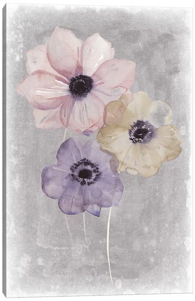 Floral Waltz II Canvas Art Print - Gray & Purple Art