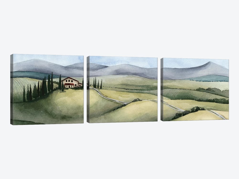 Watercolor Tuscany III by Grace Popp 3-piece Canvas Print