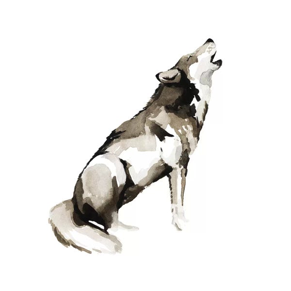 Wolves: Watercolor Woodland II by Grace Popp