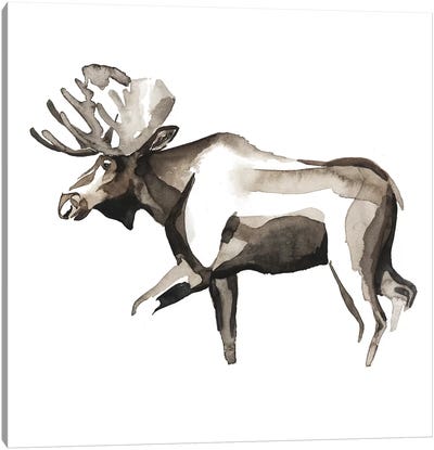 Watercolor Woodland III Canvas Art Print - Moose Art