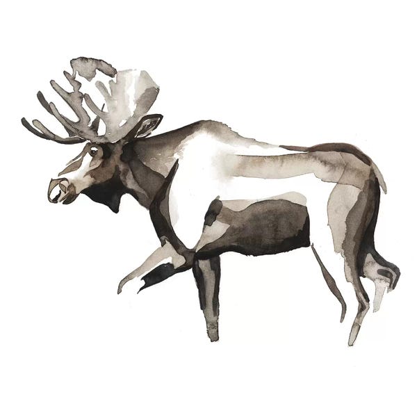 Moose: Watercolor Woodland III by Grace Popp