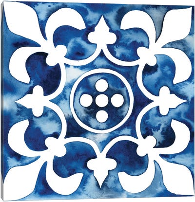 Cobalt Tile III Canvas Art Print - Mediterranean Décor