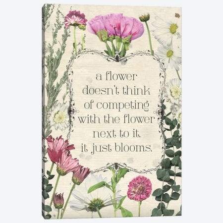 Pressed Floral Quote III Canvas Print #POP940} by Grace Popp Art Print