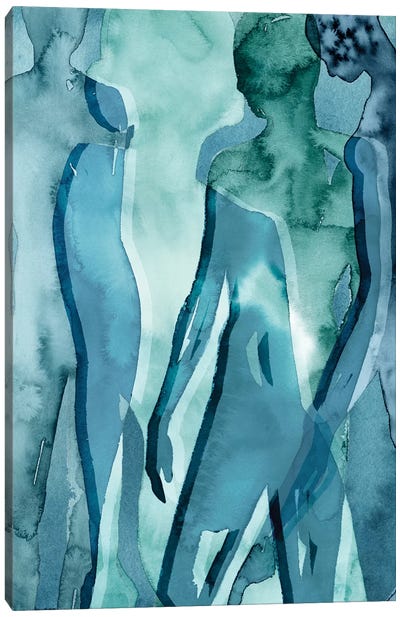 Water Women II Canvas Art Print - Teal Abstract Art