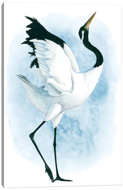 Dancing Crane II Canvas Art Print - Crane Art