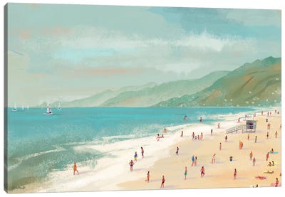 Santa Monica Beach Canvas Art Print - Sandy Beach Art