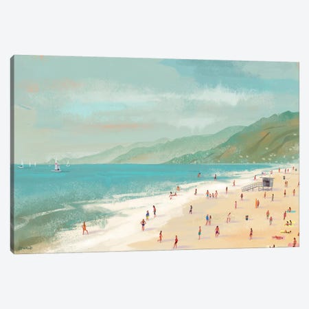 Santa Monica Beach Canvas Print #POS2} by Pete Oswald Art Print